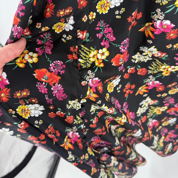 Derek Lam Collective Women’s Size 40 (US 8) Black Floral Midi Dress Belted - Picture 9 of 10